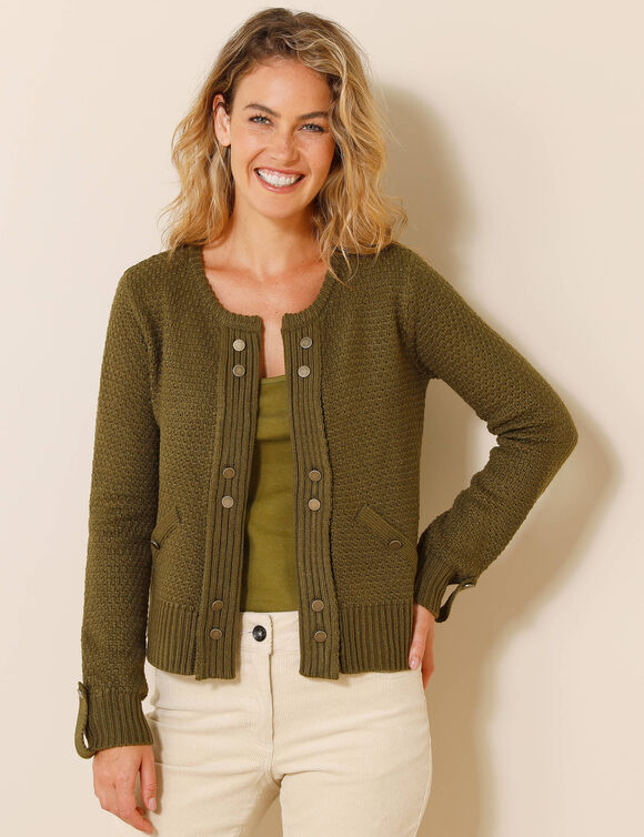 Gilet maille fantaisie boutons dorés vieillis (bronze) Gilet maille fantaisie boutons dorés vieillis (bronze)